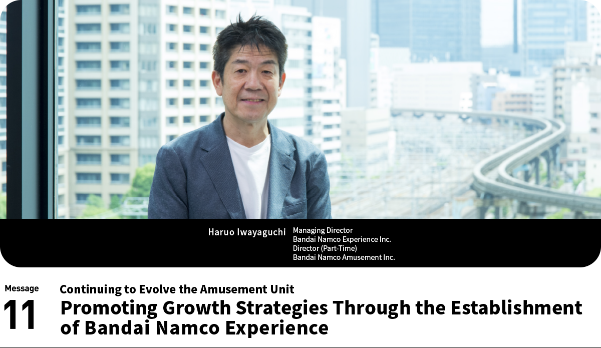 Haruo Iwayaguchi　Managing Director　Bandai Namco Experience Inc.　Director (Part-Time)　Bandai Namco Amusement Inc.